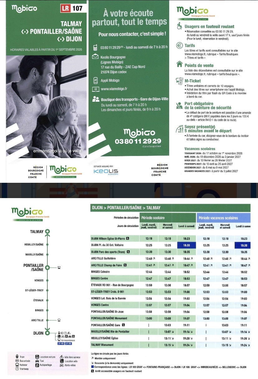 Horaires ligne 107 Mobigo 